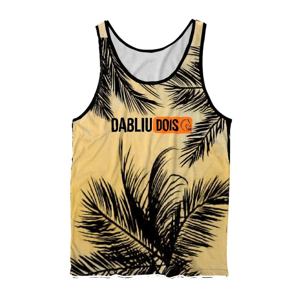 Regata Camiseta Masculina Estampada Full Galhos de Coqueiro