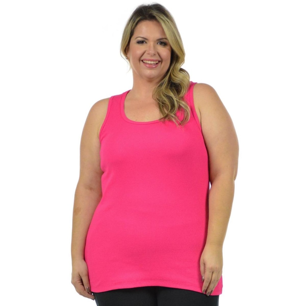 Regata canelada plus size fenomenal Pink 52