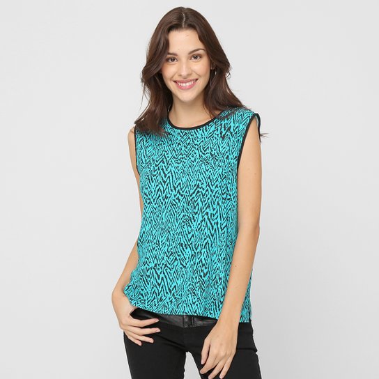 Regata Carina Duek Guitar Estampada - Azul+Preto