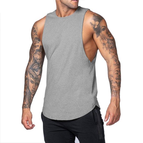 Regata Cavada Longline Oversized Casual Treino - CINZA - Greef - Cinza Menor preço em Regata Cavada Longline Oversized Casual Treino - CINZA - Greef - Cinza