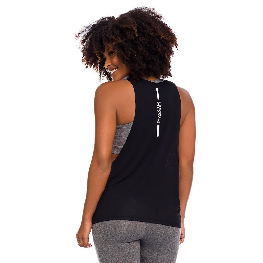 Regata Cavada Preta Feminina Massam Fitness