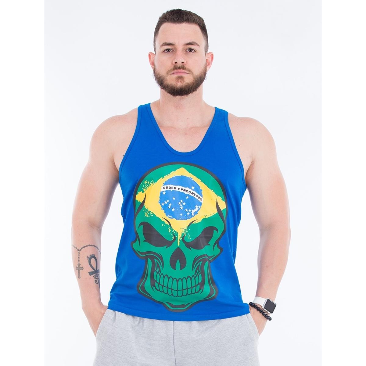 Regata Cavada Skull Brazil Menor preço em Regata Cavada Skull Brazil