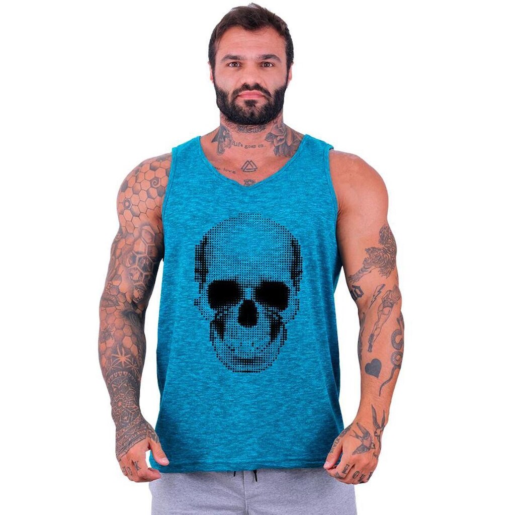 Regata Clássica MXD Conceito Caveira Quadricular Masculina