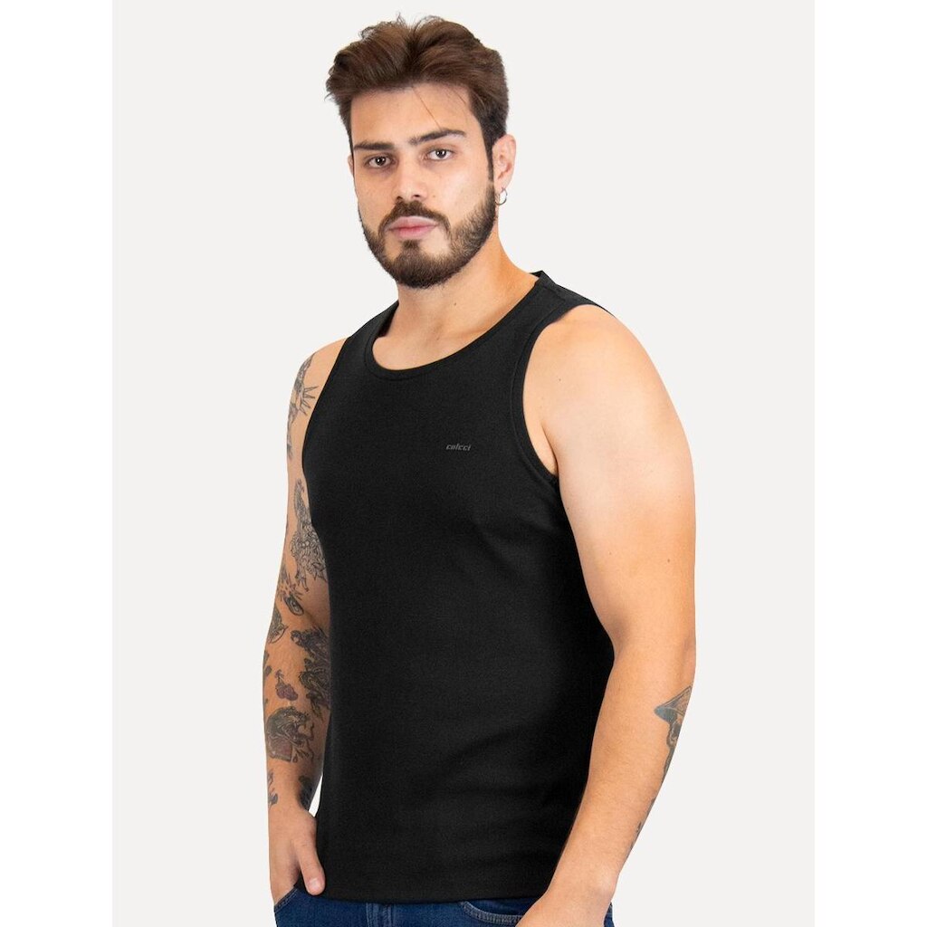 Regata Colcci Masculina Slim Canelada Preta