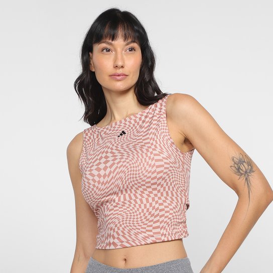 Regata Cropped Adidas Yoga Reversível Feminina - Areia Menor preço em Regata Cropped Adidas Yoga Reversível Feminina - Areia