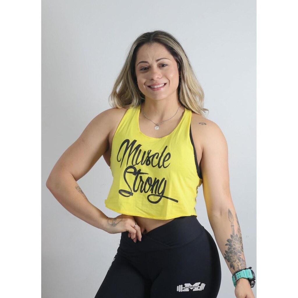 REGATA CROPPED AMARELA MUSCLE STRONG SF