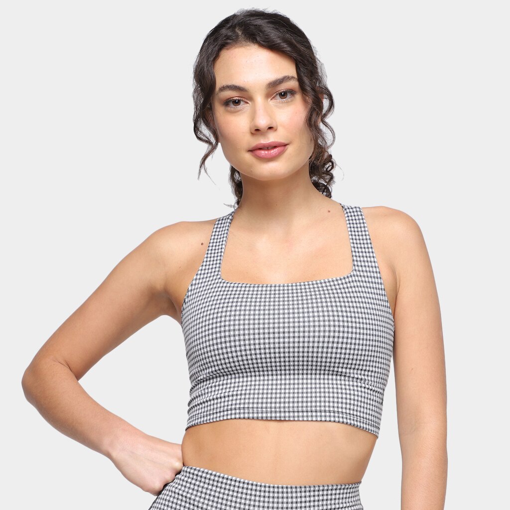 Regata Cropped Nike NY Gingham Tan Feminina