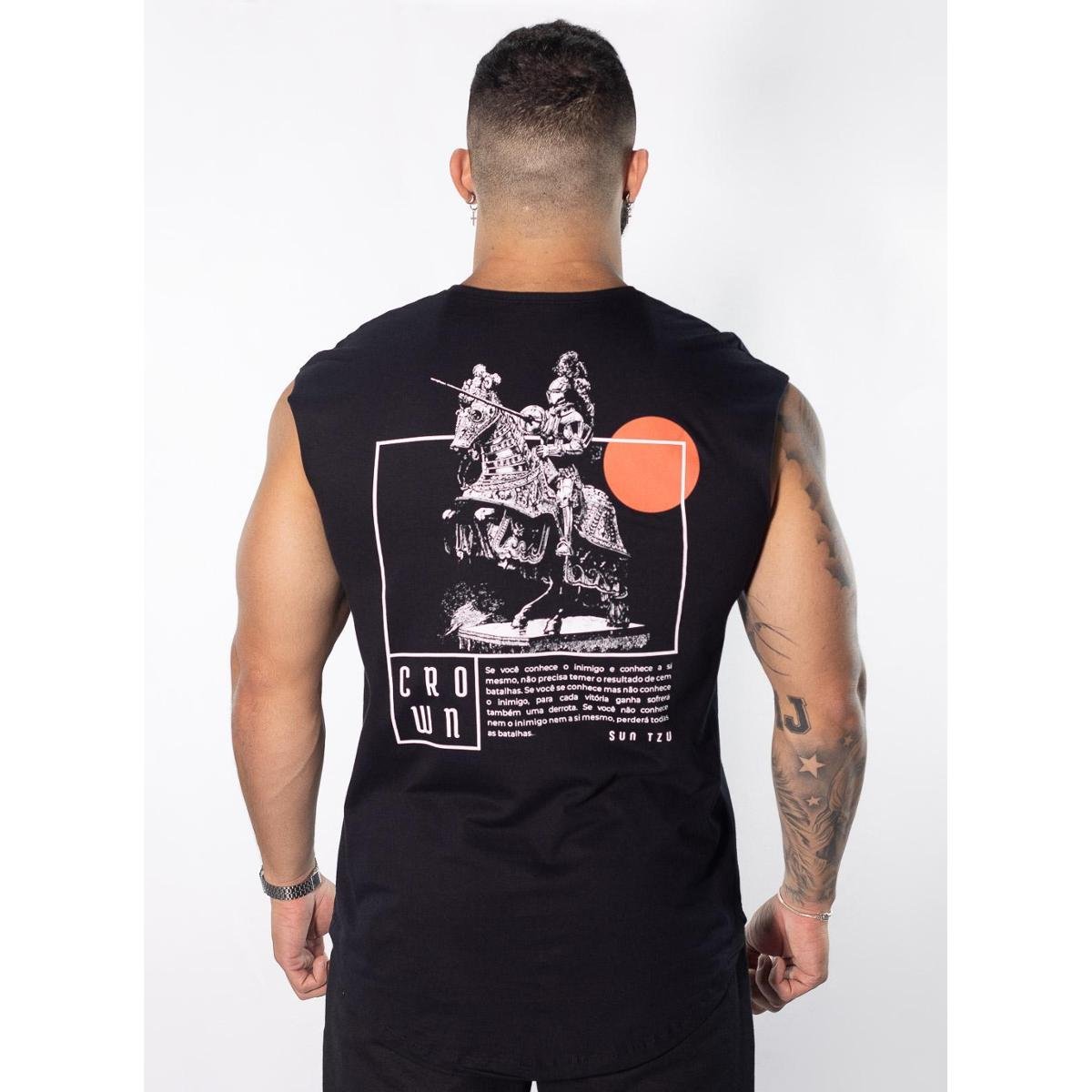 Regata Crown Machão Masculina 100% Algodão GYM Preto Netshoes