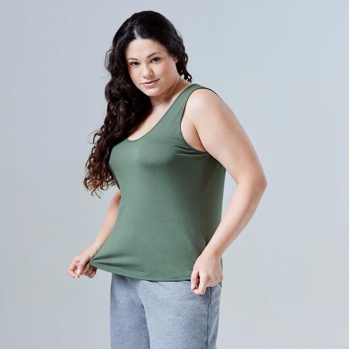 Regata Decote U Modal Plus Feminina Menor preço em Regata Decote U Modal Plus Feminina