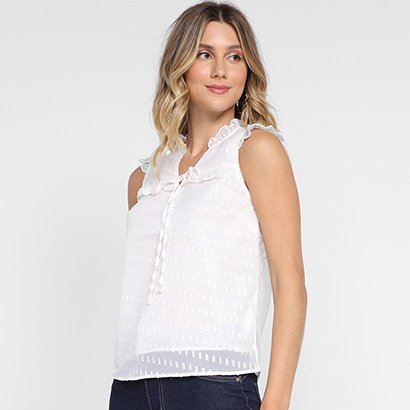 Regata Dom Fashion Decote V Costas Transparente Feminina - Feminino