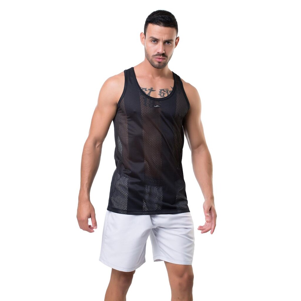 Regata Elite Aero Plus Size Masculina - Preto Preto EG4