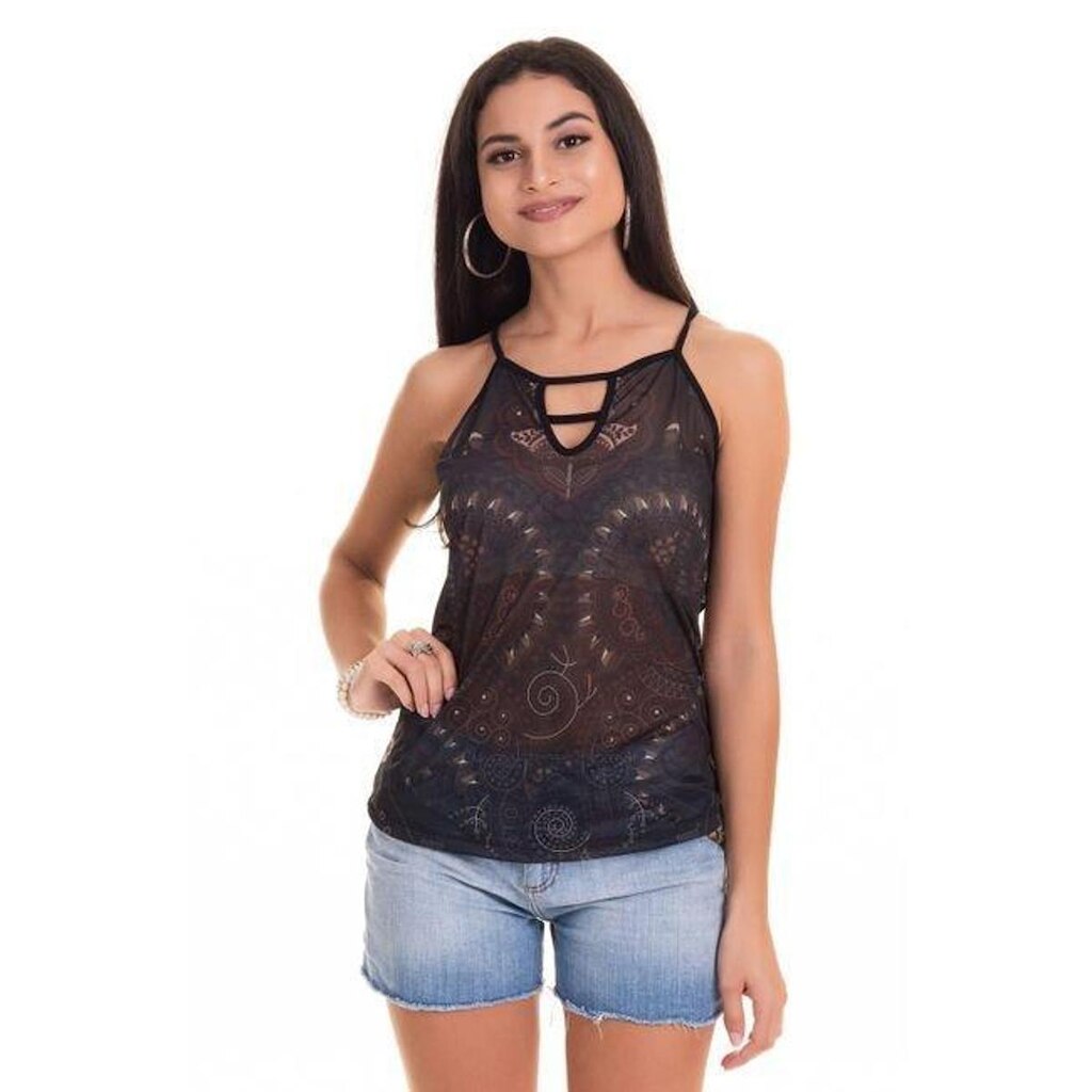 Regata em Alcinha em Malha com Frente Estampada