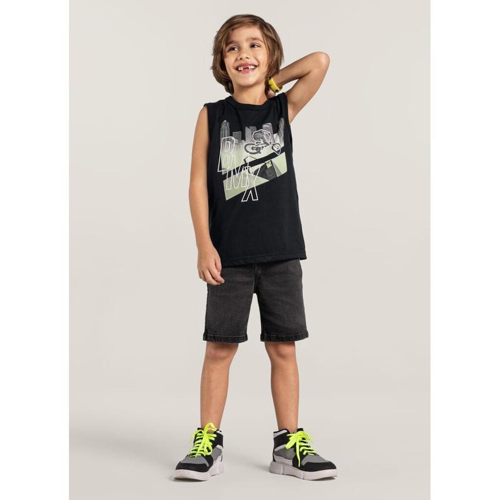 Regata estampada infantil menino em malha Brandili