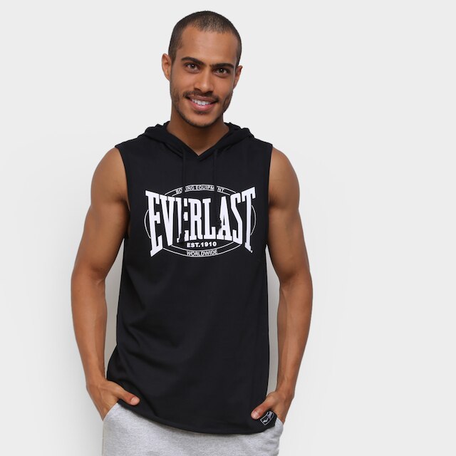 Regata Everlast C/ Capuz Masculina - Preto Menor preço em Regata Everlast C/ Capuz Masculina - Preto
