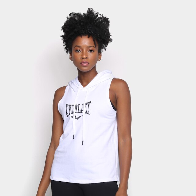 Regata Everlast Logo Capuz Feminina - Branco Menor preço em Regata Everlast Logo Capuz Feminina - Branco