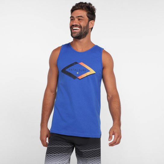 Regata Fatal Estampada 26339 Masculina - Azul Royal Menor preço em Regata Fatal Estampada 26339 Masculina - Azul Royal