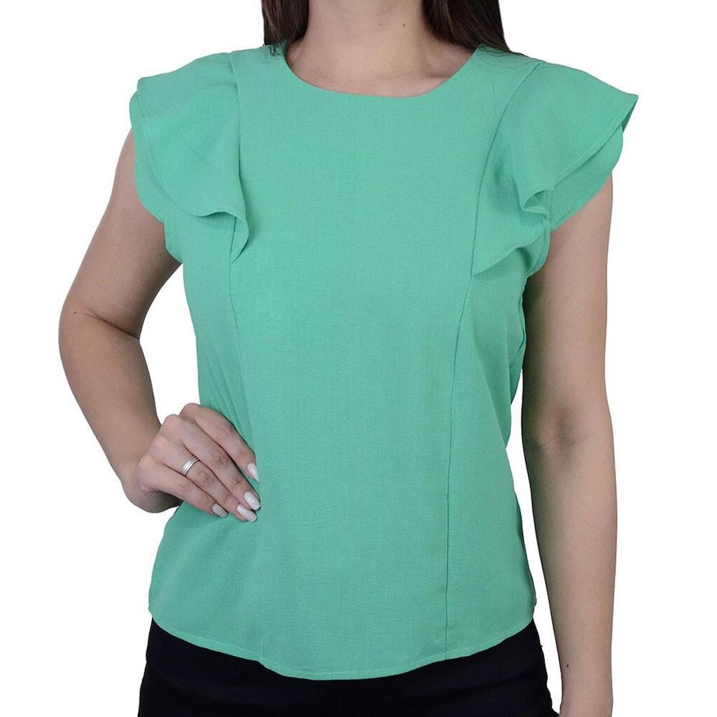 Regata Feminina Amora Café Babado Verde - A1212