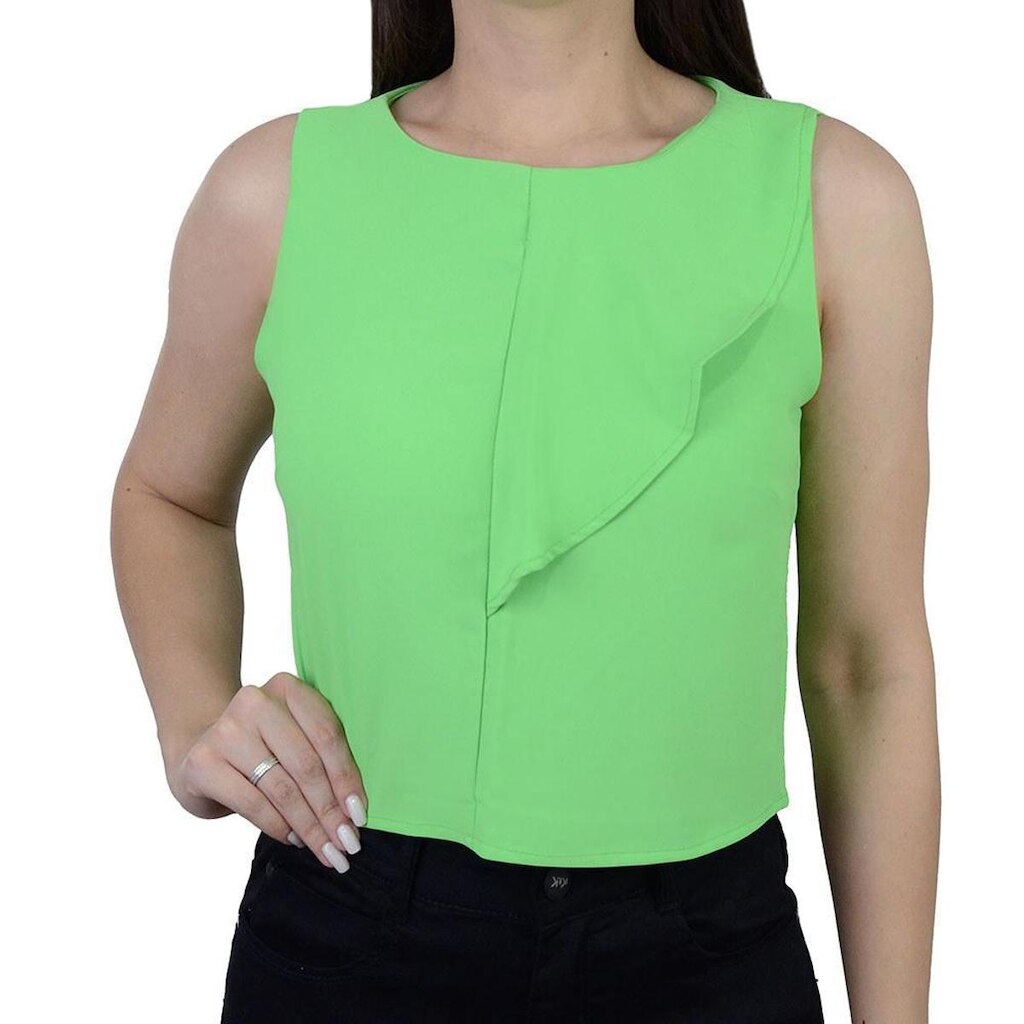 Regata Feminina Amora Café Cropped Verde - A1213