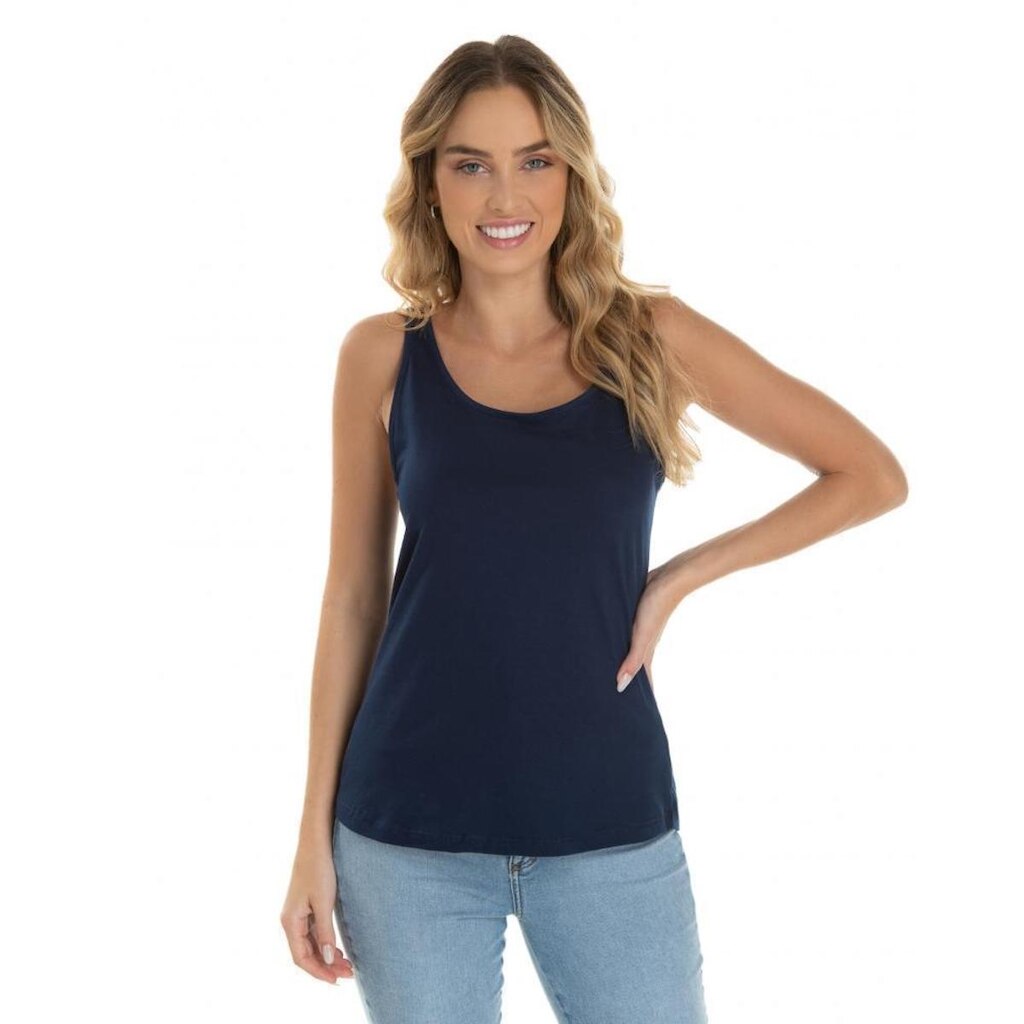 Regata Feminina de Algodão Premium Básica Lisa