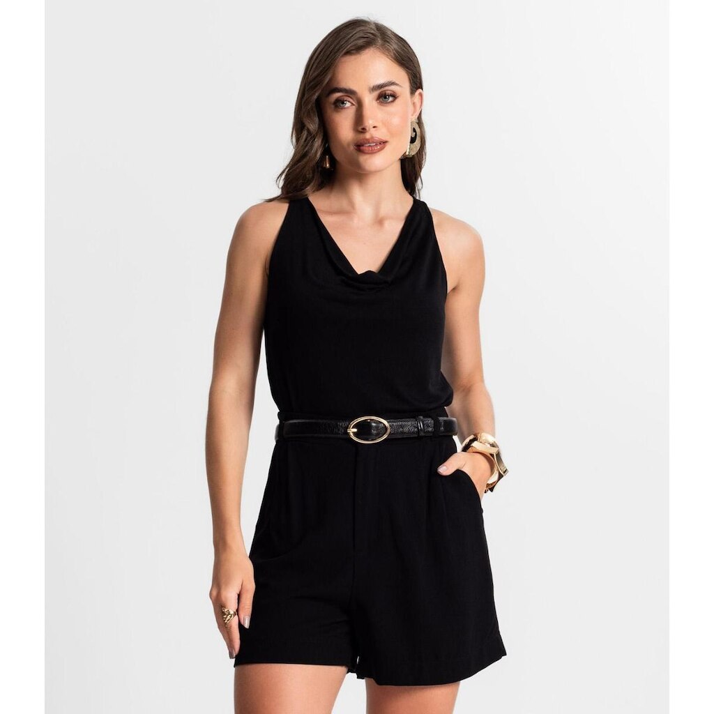 Regata Feminina Decote Degagê Endless Preto