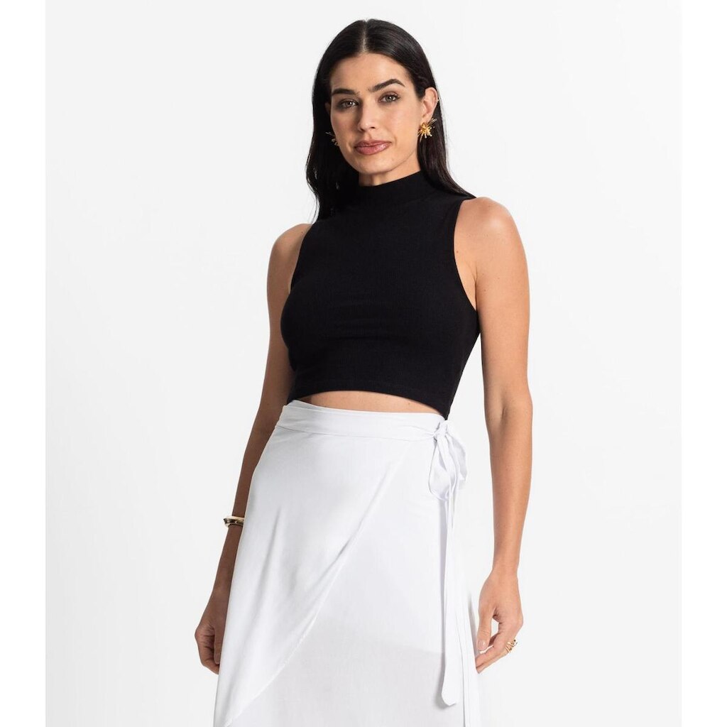 Regata Feminina Gola Alta Canelada Select Preto