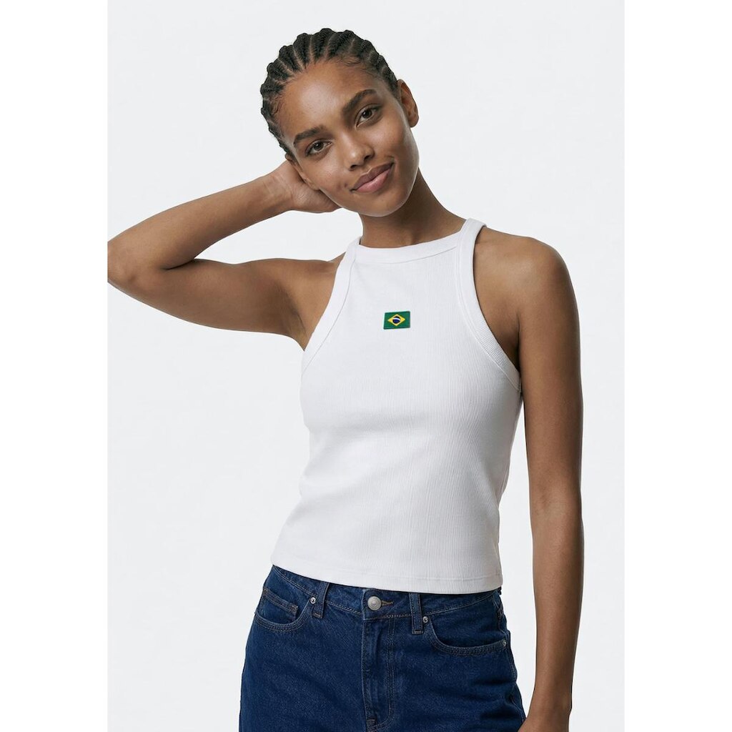 Regata Feminina Halter Neck Com Patch Drop Brasil