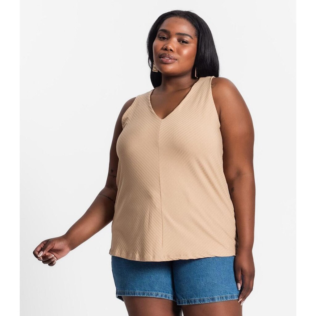 Regata Feminina Plus Size Secret Glam Marrom