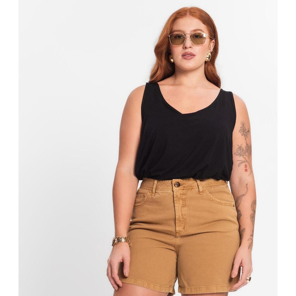 Regata Feminina Plus Size Secret Glam Preto