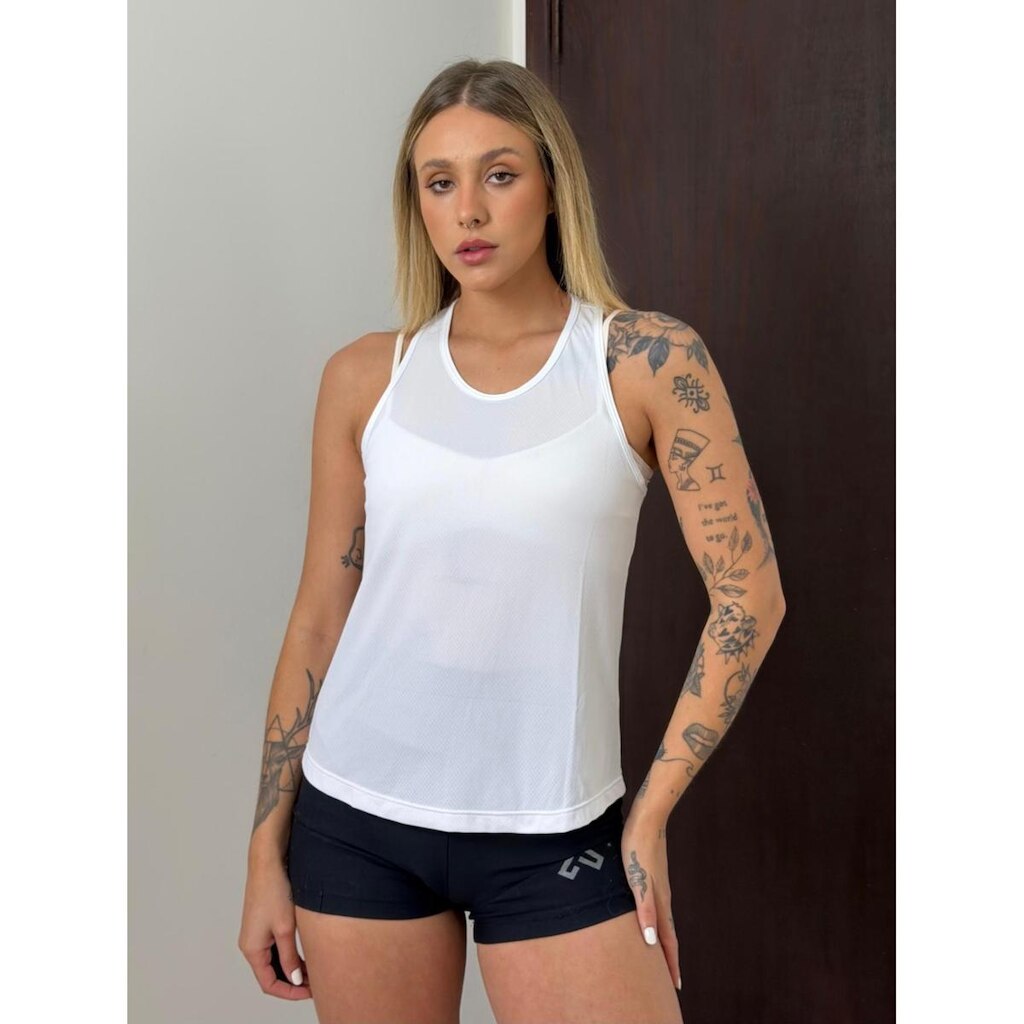 Regata Feminina Poliamida Secagem Rápida, Leve E Confortável Branca