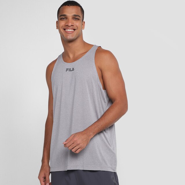 Regata Fila Basic Train Masculina - Mescla Menor preço em Regata Fila Basic Train Masculina - Mescla