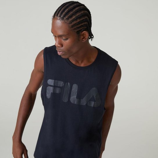 Regata Fila Letter Premium Masculina Preto+Branco Netshoes