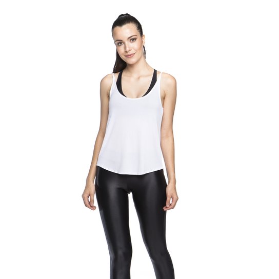 Regata Fitness Lara Crepe - Preta - P - Branco