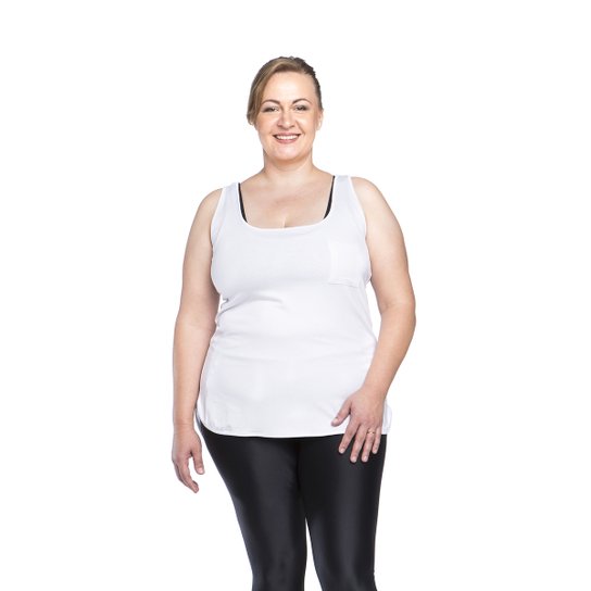 Regata Fitness Plus Size Tocket - Preta - Ps - Branco