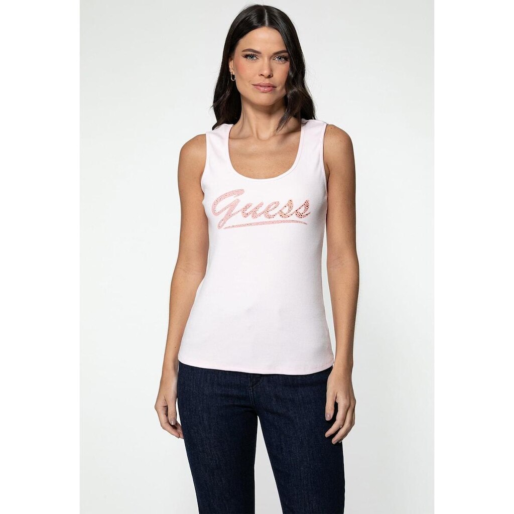 Regata Guess Rib Silk Hot Fix Rosa Claro
