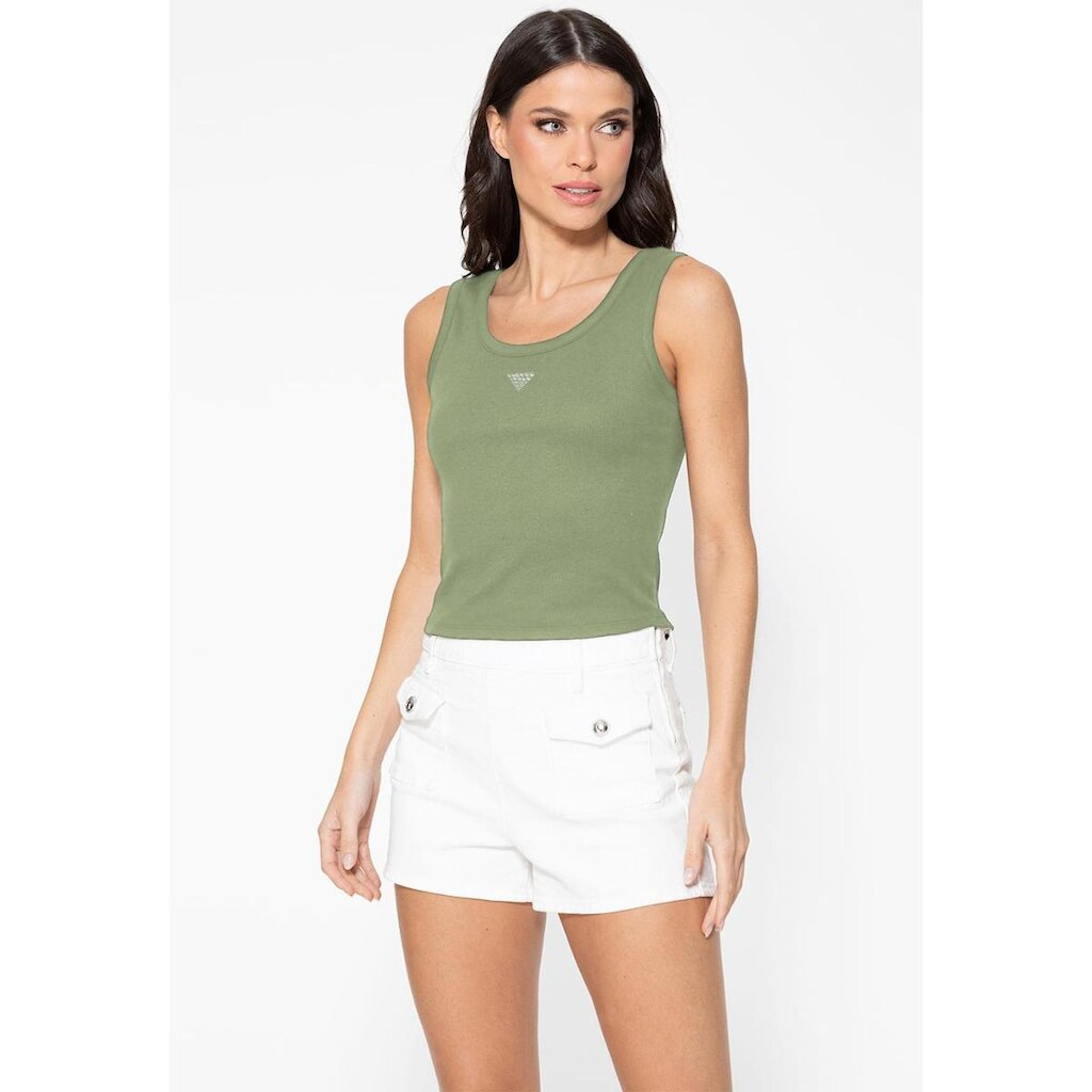 Regata Guess Rib Triang Hot Fix Cropped Verde Claro