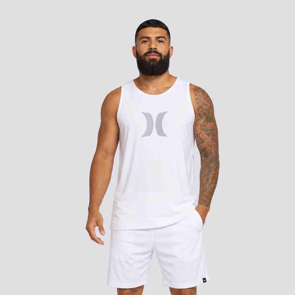 Regata Hurley Silk Icon Branca e Cinza