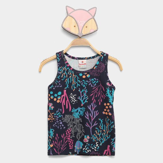 Regata Infantil Brandili Estampada Menina - Marinho Menor preço em Regata Infantil Brandili Estampada Menina - Marinho