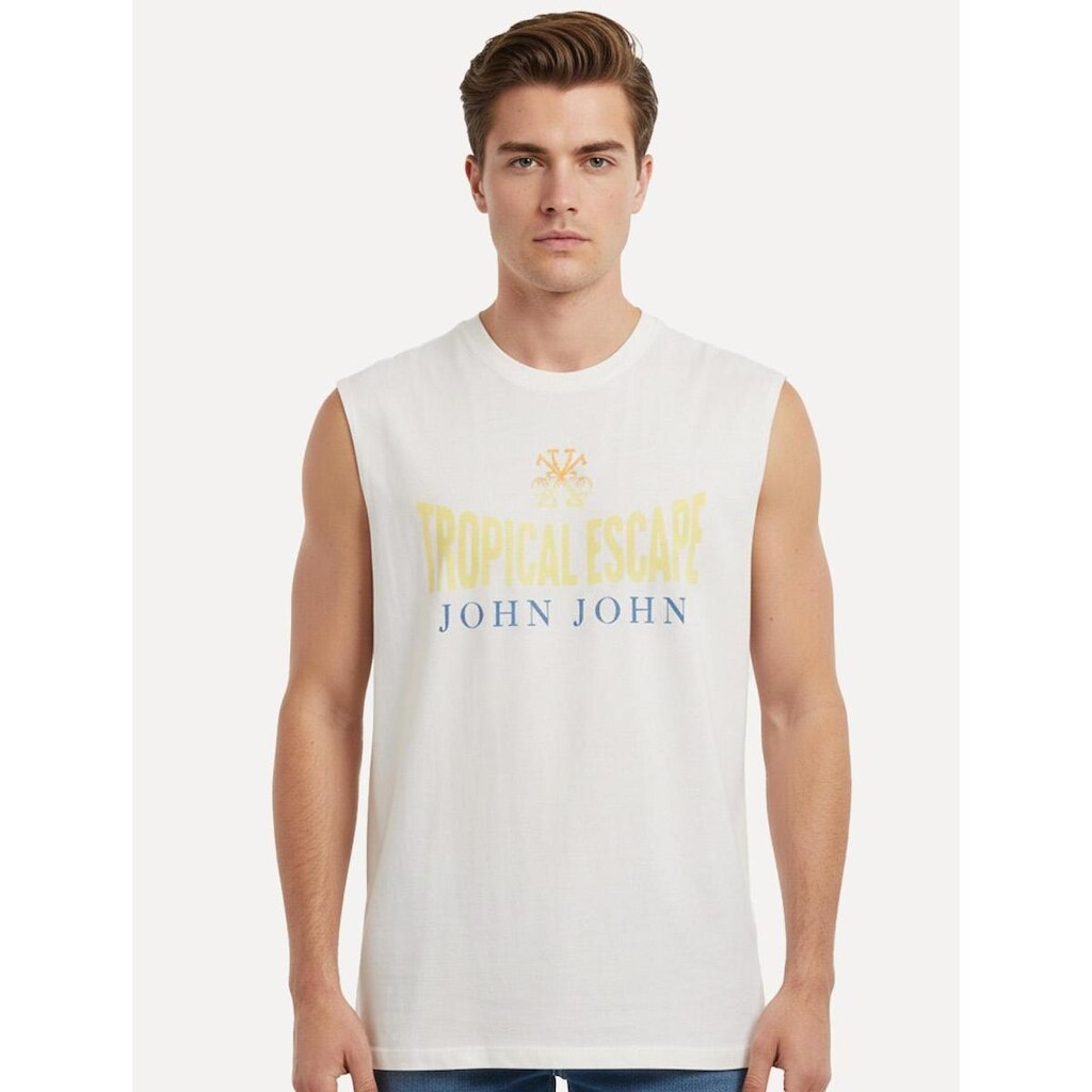 Regata John John Masculina Relaxed Fit Tropical Branca
