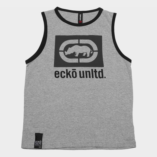 Regata Juvenil Ecko Estampada Masculina - Cinza+Branco Menor preço em Regata Juvenil Ecko Estampada Masculina - Cinza+Branco