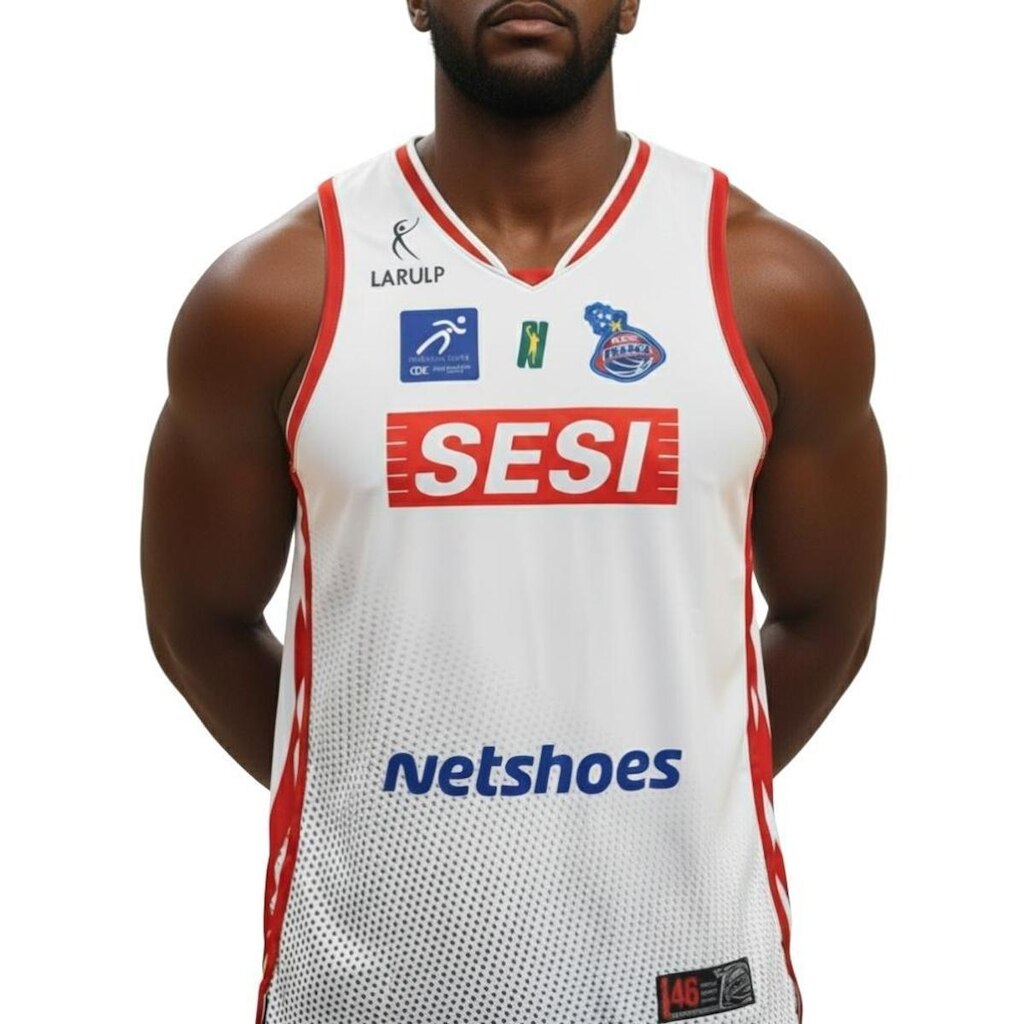 Regata Larulp Sesi Franca Basquete Torcedor Branco e Vermelho - Masculino G2