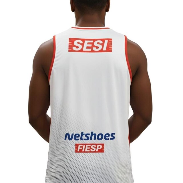 Regata Larulp Sesi Franca Basquete Torcedor Branco e Vermelho - Masculino G2