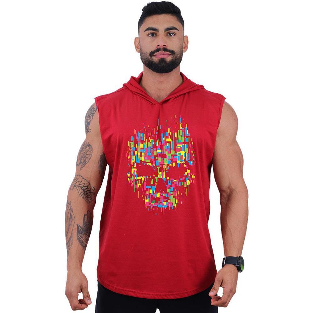 Regata Longline com Touca Masculina MXD Conceito Caveira Abstrata Menor preço em Regata Longline com Touca Masculina MXD Conceito Caveira Abstrata