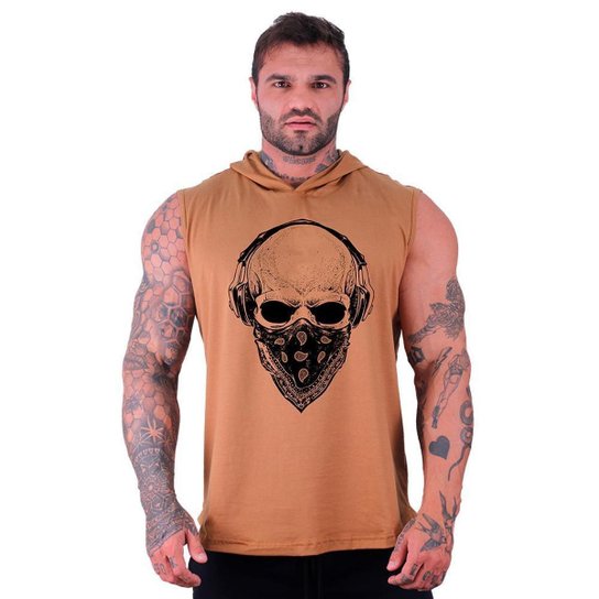 Regata Longline com Touca Masculina MXD Conceito Caveira Gangster - Caramelo é ruim? Regata Longline com Touca Masculina MXD Conceito Caveira Gangster - Caramelo é boa?