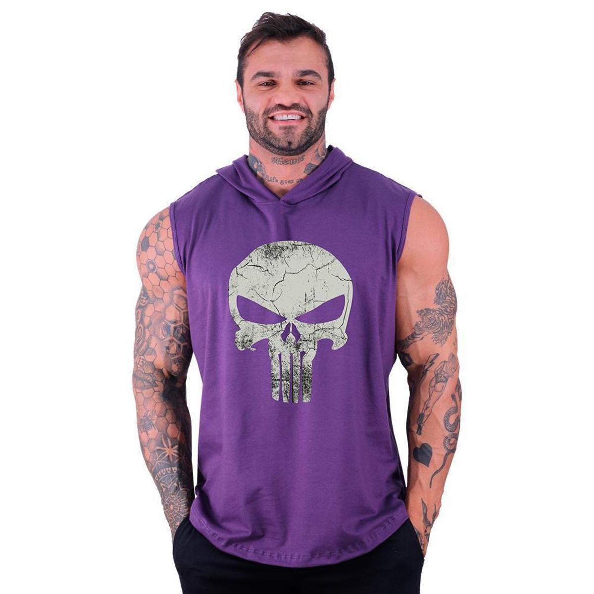 Regata Longline com Touca Masculina MXD Conceito Caveira Vingador Menor preço em Regata Longline com Touca Masculina MXD Conceito Caveira Vingador