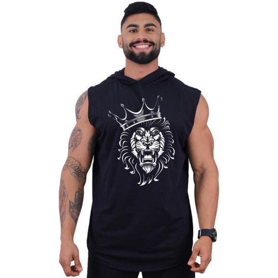 Regata Longline com Touca Masculina MXD Conceito Leão Rei - Preto Menor preço em Regata Longline com Touca Masculina MXD Conceito Leão Rei - Preto
