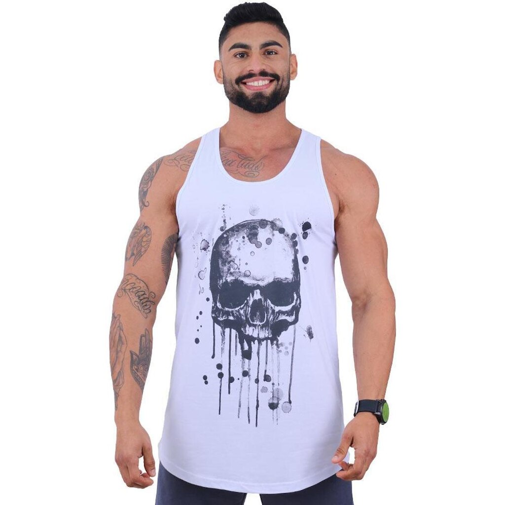 Regata Longline Masculina Limitada MXD Conceito Caveira Pichada