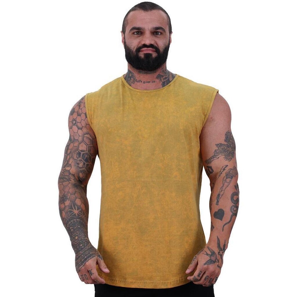 Regata Machão Longline 100% Algodão Masculina MXD Conceito Lavado Estonado