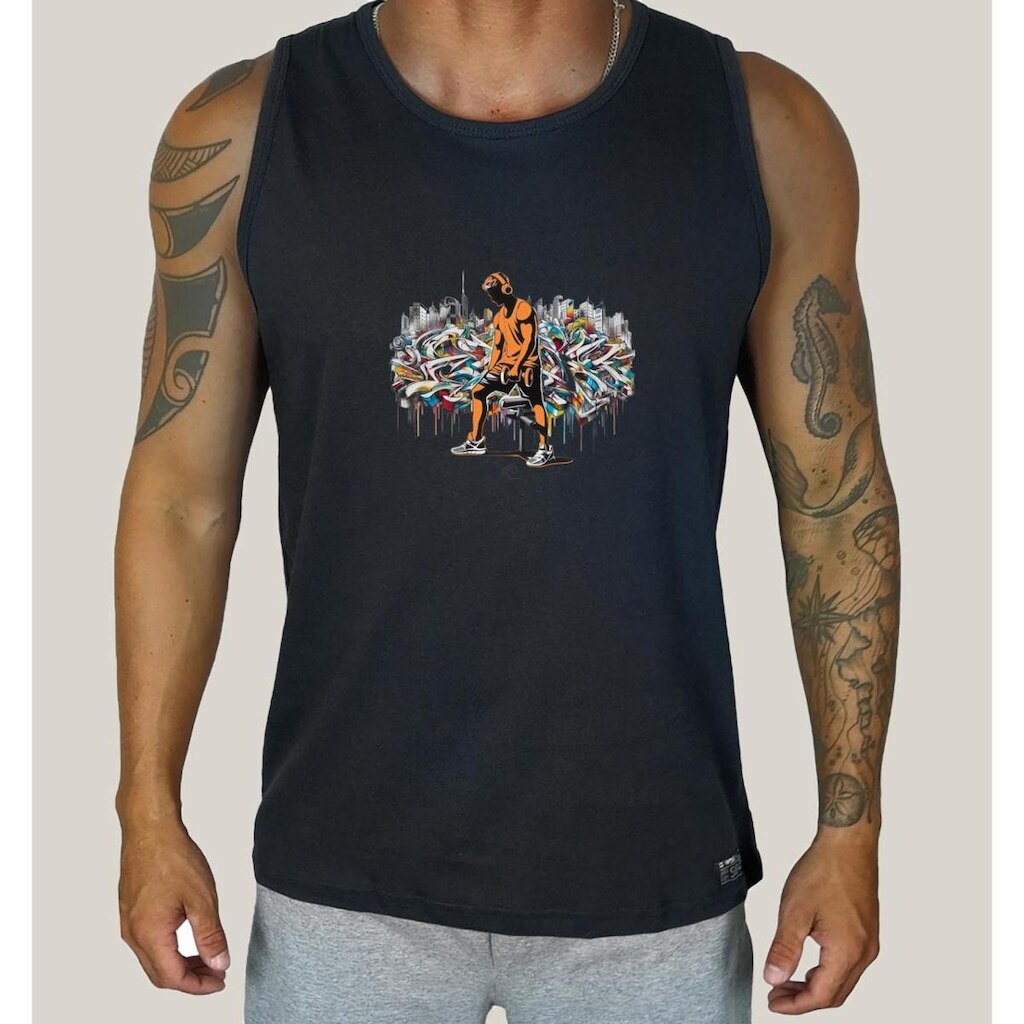 Regata Masculina Academia WSS Gym Graffiti Orange