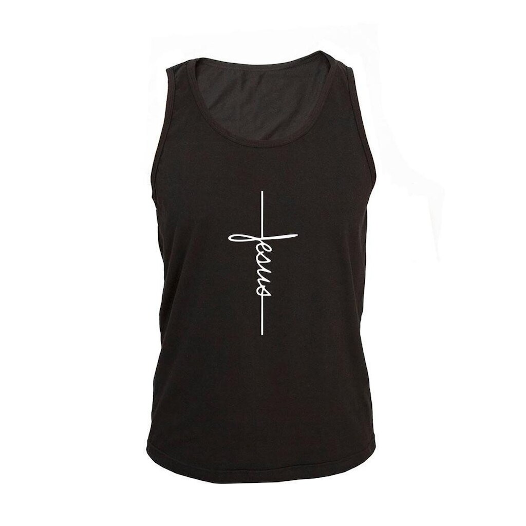 Regata Masculina Algodão Cruz Jesus Estampada Básica