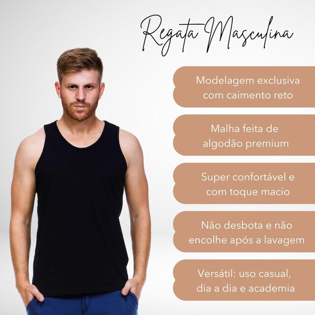 Regata Masculina Algodão Lisa